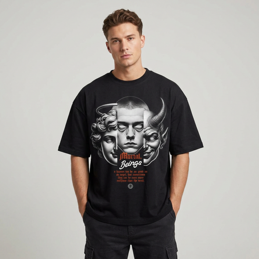 Erkek Baskılı Özel Yıkamalı Kumaş Oversize T-shirt