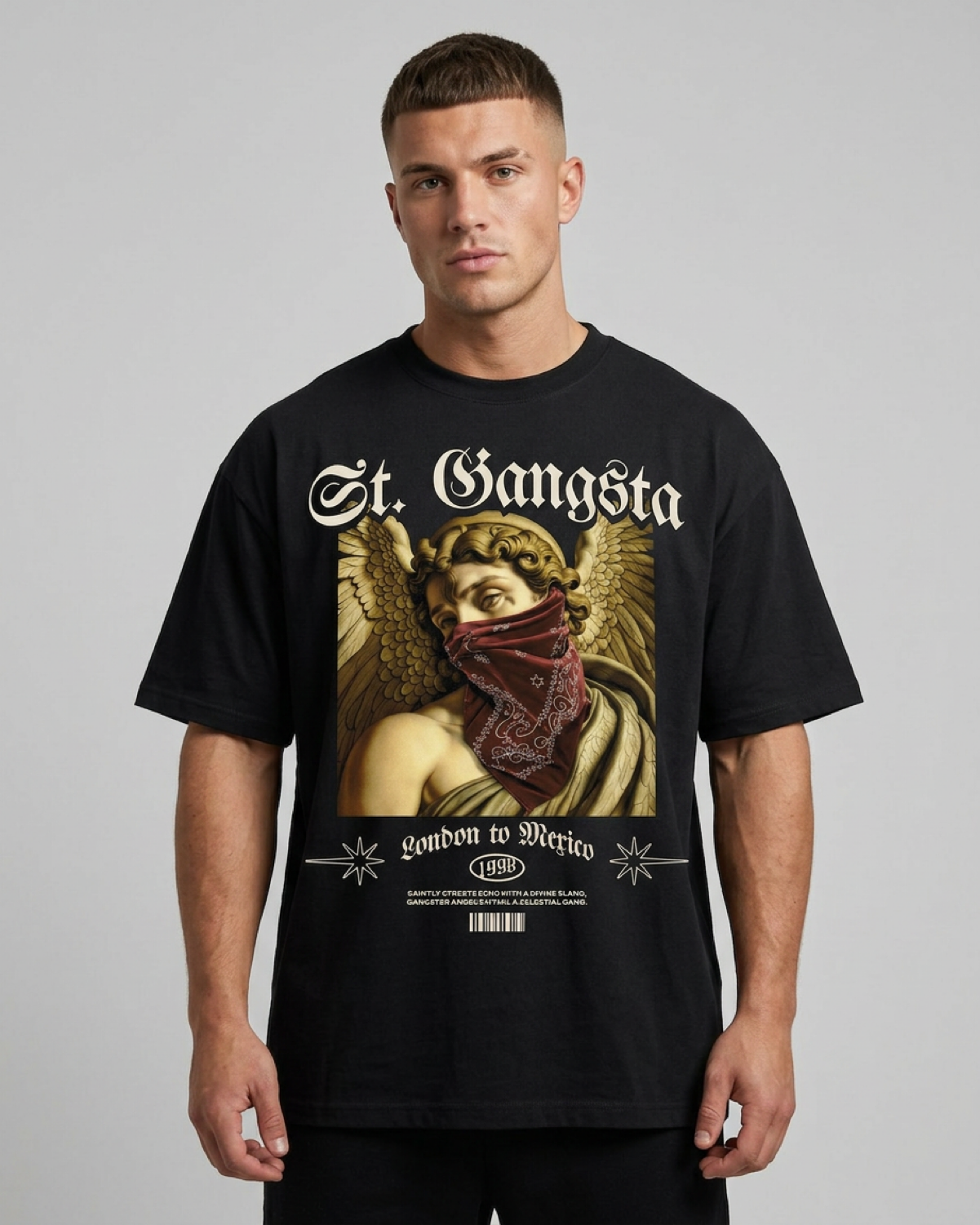 Erkek Baskılı Özel Yıkamalı Kumaş Oversize T-shirt
