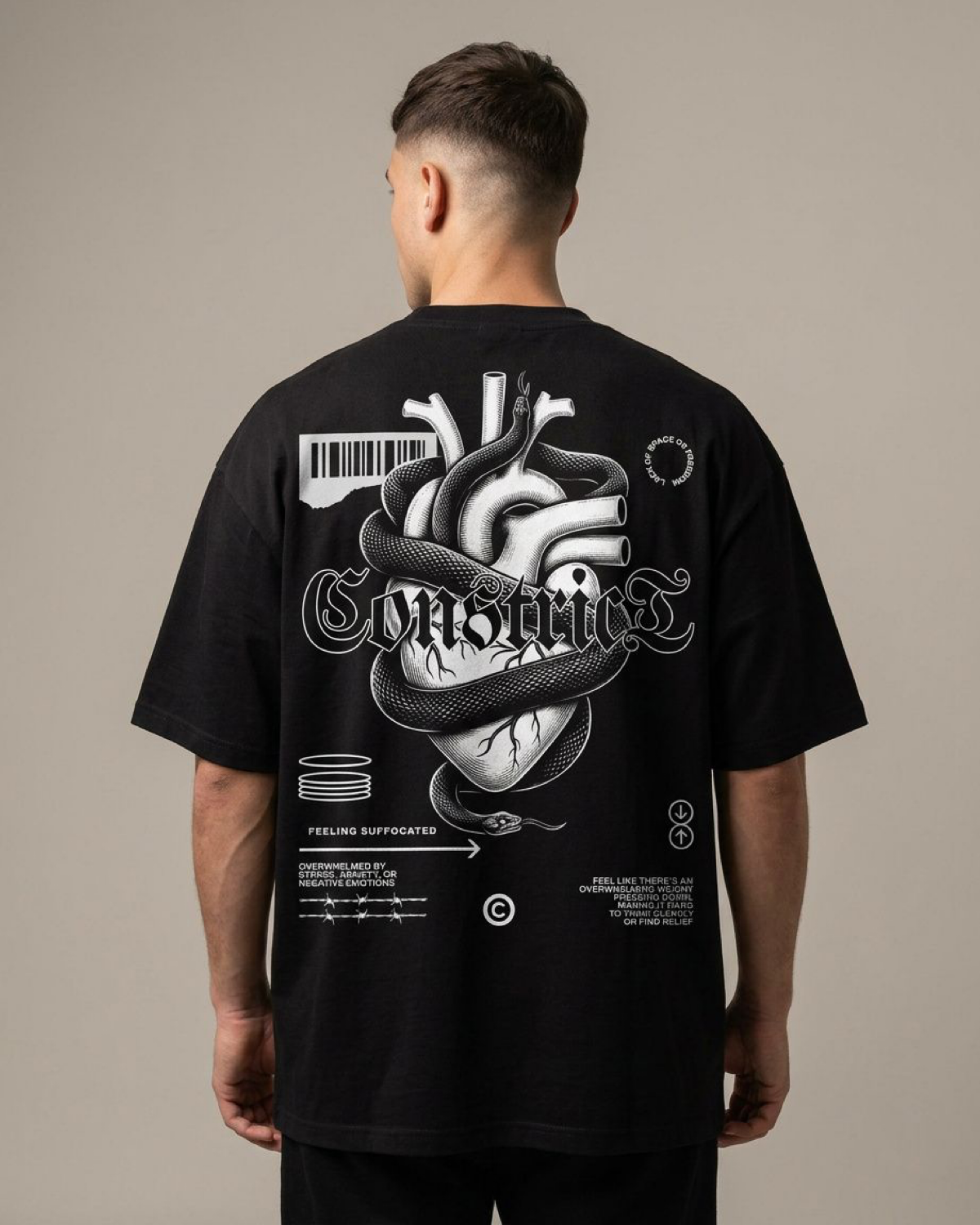 Erkek Baskılı Özel Yıkamalı Kumaş Oversize T-shirt