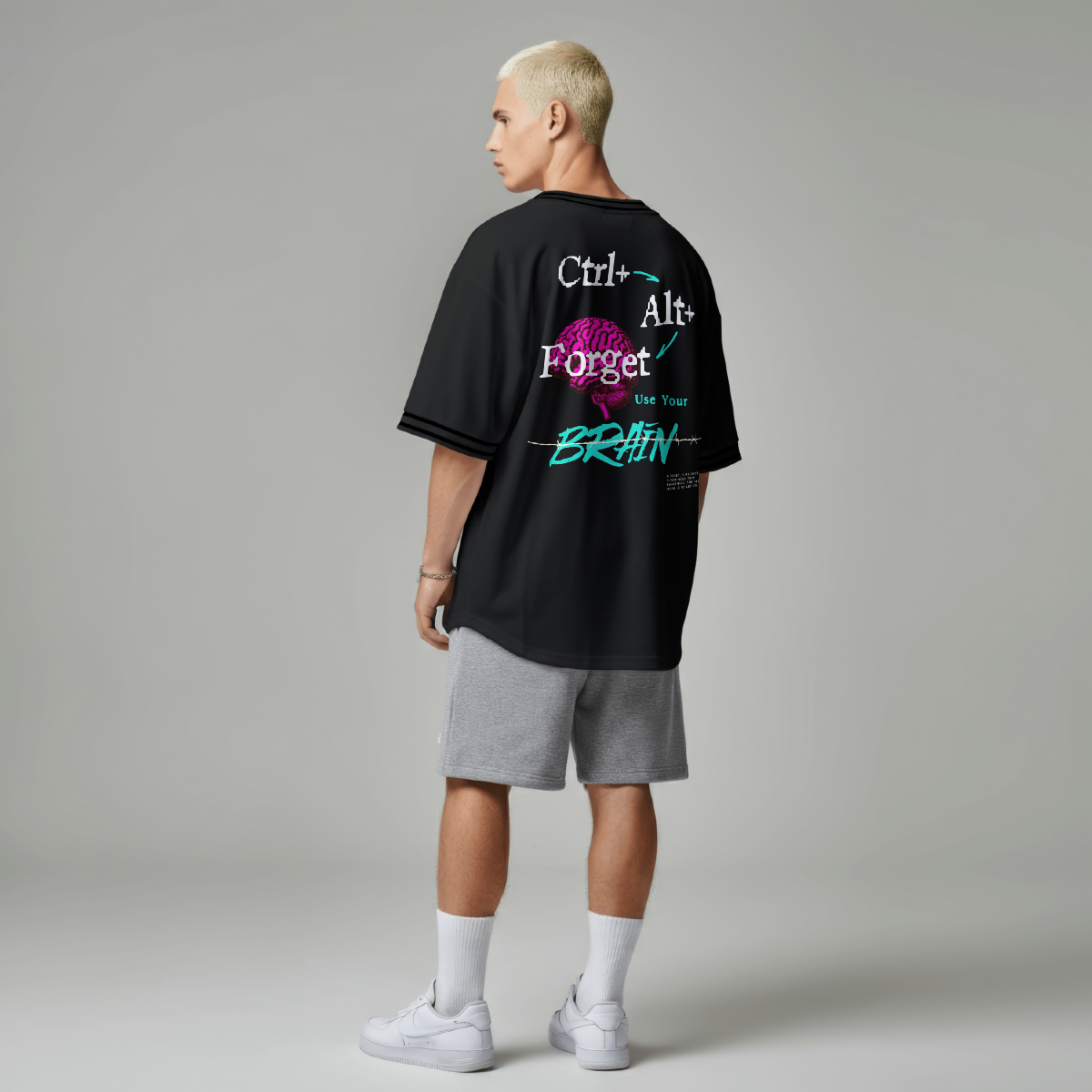 Erkek Baskılı Özel Yıkamalı Kumaş Oversize T-shirt