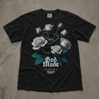 "Life - Death - Reborn" Dark Grafik Baskılı Siyah Oversize Tişört