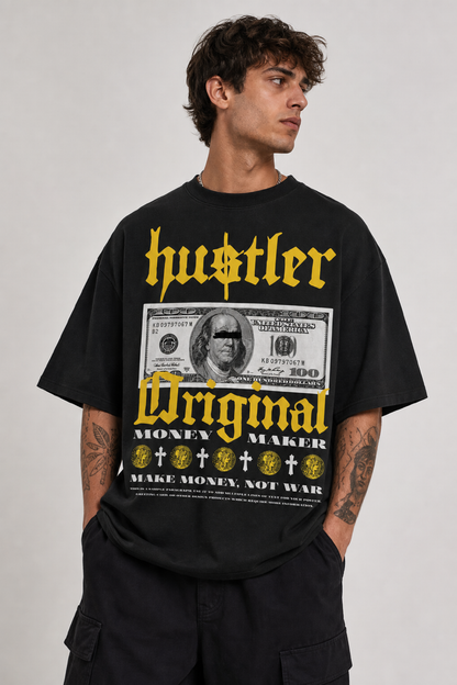 Erkek Baskılı Özel Yıkamalı Kumaş Oversize T-shirt