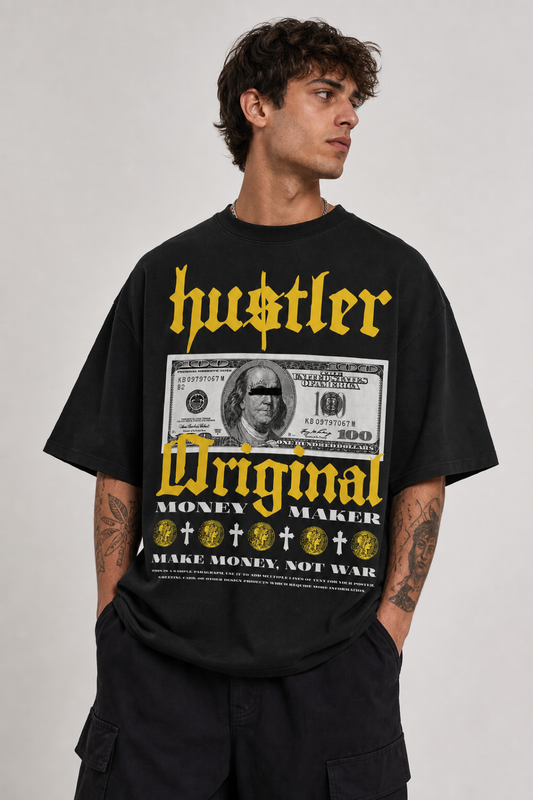 Erkek Baskılı Özel Yıkamalı Kumaş Oversize T-shirt