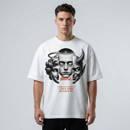 Erkek Baskılı Özel Yıkamalı Kumaş Oversize T-shirt