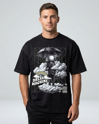 Erkek Baskılı Özel Yıkamalı Kumaş Oversize T-shirt