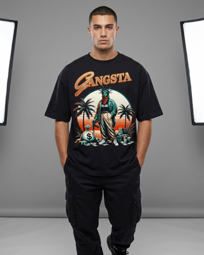 Erkek Baskılı Özel Yıkamalı Kumaş Oversize T-shirt