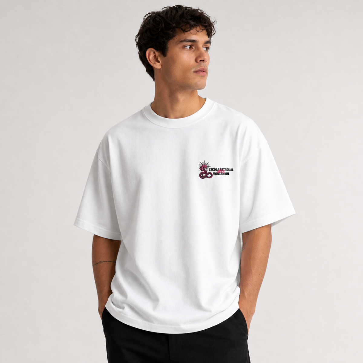 Erkek Baskılı Özel Yıkamalı Kumaş Oversize T-shirt
