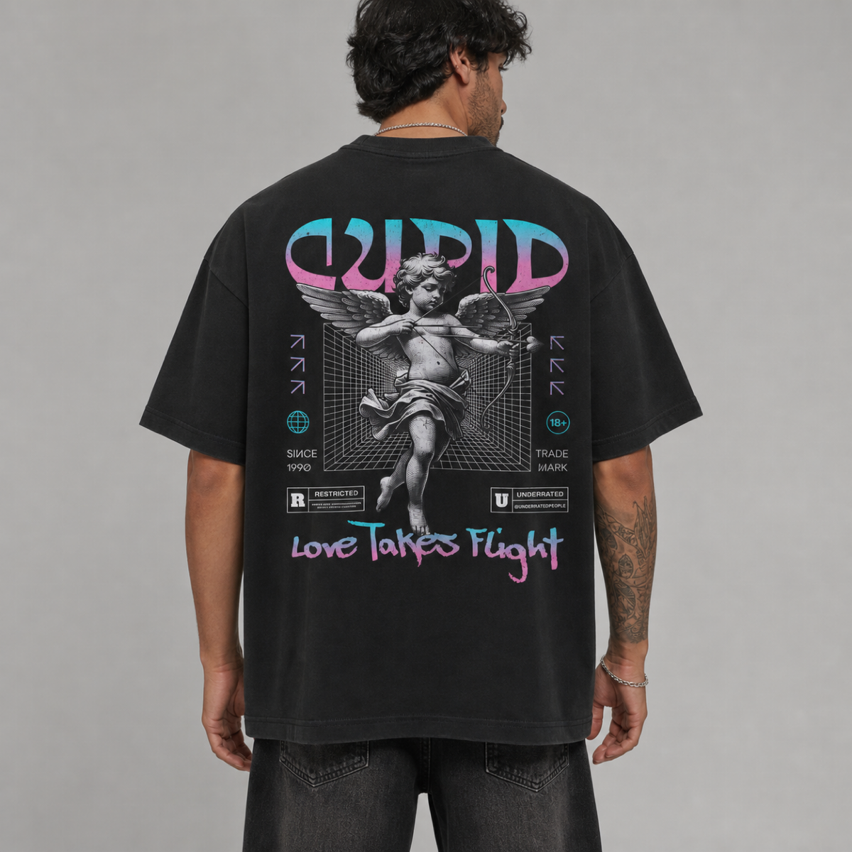 Erkek Baskılı Özel Yıkamalı Kumaş Oversize T-shirt