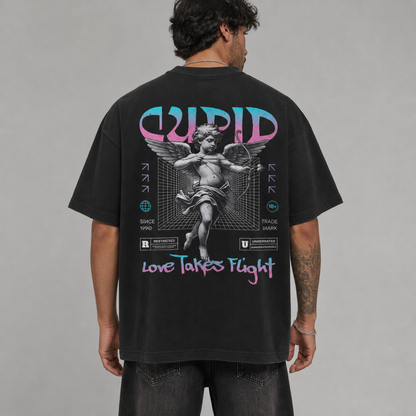 Erkek Baskılı Özel Yıkamalı Kumaş Oversize T-shirt