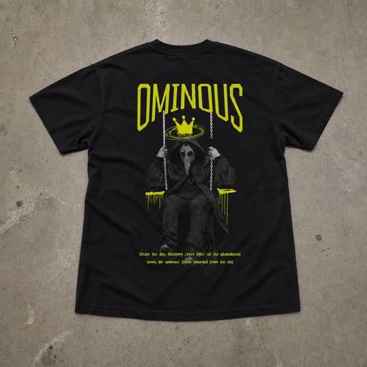 "Plague Doctor" Neon Sarı Yazılı Siyah Oversize Tişört