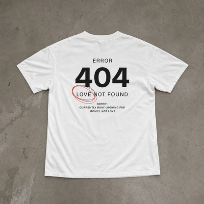 "Looking For Money, Not Love" Grafik Baskılı Siyah Oversize Tişört