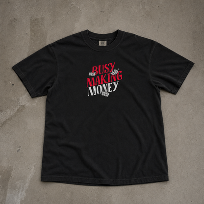 "Looking For Money, Not Love" Grafik Baskılı Siyah Oversize Tişört